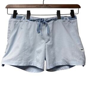 Nike Court Tennis Women's Shorts Size Large Light Blue Striped Ribbon Tie Golf
